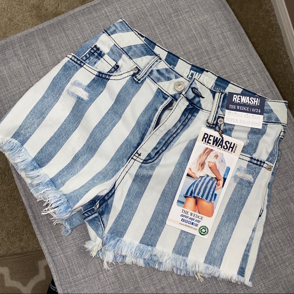 Stripped Jean Shorts